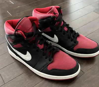 Nike Air Jordan 1 Retro Black/Gym Red/White Mid Mens Size 9.5, View more