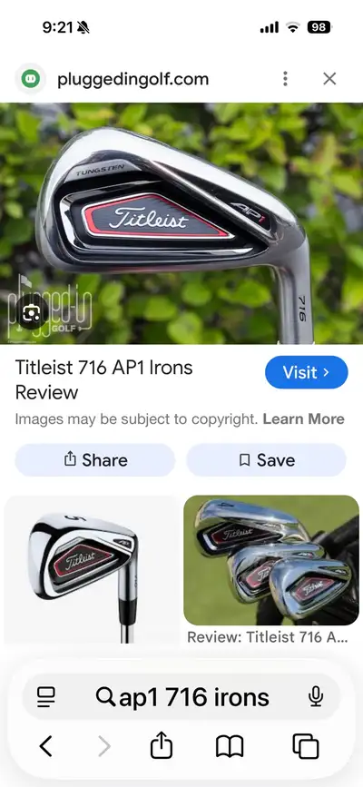 Titleist AP1 Iron Set and 52 degree Vokey Wedge, View more