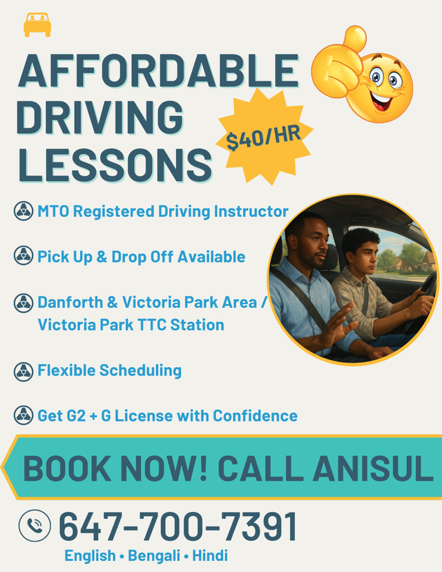 Danforth Driving Lessons – MTO Registered Instructor – $40/hr64840302149250120
