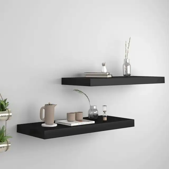 2 x Floating Wall Shelves / Brown-Black  in Bookcases & Shelving Units in Markham / York Region - Image 2