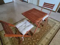 TABLE WITH 2 CHAIRS AND CUSHIONS SET FOR SALE