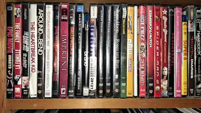 A lot of previously viewed Blu Ray/DVD movies/tv, action, comedy, kids, sci-fi, etc, there are 114 i...