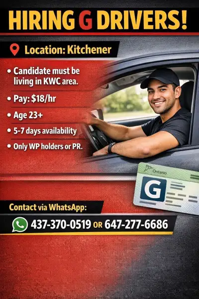 Hiring G drivers in Kitchener!, View more