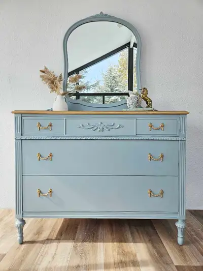 Refinished Dresser + mirror, View more