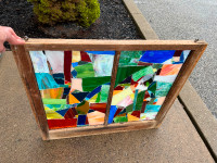 Unique One Of A Kind Stained Glass Window (Wood Framed)