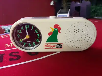 The alarm sounds like a rooster crowing. I got this out of the cereal box back in early 90s. Greek c...