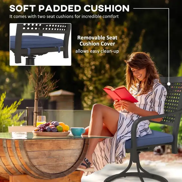 2 Pieces Patio Swivel Chairs with Cushion, Outdoor Swivel Rocker in Patio & Garden Furniture in Markham / York Region - Image 3