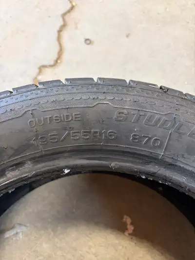 For sale Set of 4 195x55-16 winter tires Used one season on a Hyundai Veloster No damage or puncture...