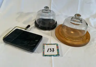 Black Marble cheese tray with glass dome, View more