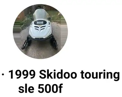 1999 Skidoo touring SLE 500F Electric start,reverse good track handles great. Rides great,.needs new...