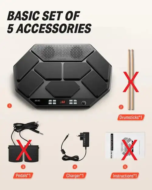 Donner DED-50T Portable Electronic Drum Pad Machine VIC3a sticks in Drums & Percussion in City of Toronto - Image 5
