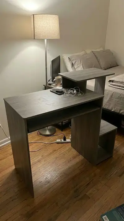 modern grey wood computer desk, View more