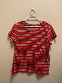 red black and white striped women’s t-shirt myStyle