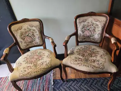 Vintage French Louis XV Style Needlepoint Arm Chair, View more