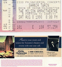 Shania Twain CISS FM/Universal Concerts Ticket Stub-8-8-1998