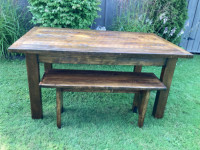 HARVEST TABLE AND BENCH SET