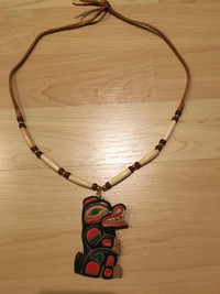 Indigenous Hand-Crafted Necklaces - One Bear and One Wolf Motif