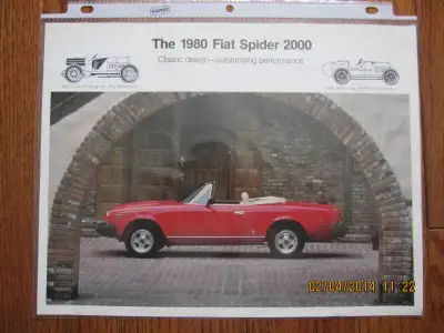 This original 1980 Fiat Spider spec pamphlet would be a wonderful addition to a classic Fiat documen...