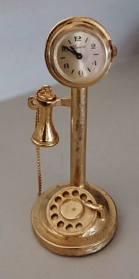 Vintage Desire Miniature Rotary Dial Shaped Brass Desk Clock