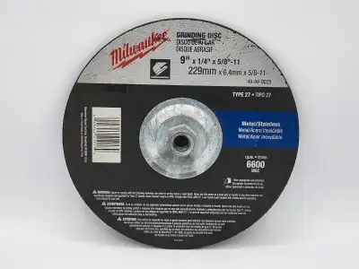 Milwaukee grinding disc 9" x 1/4" x 5/8"-11 49-94-9025 brand new, View more