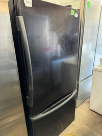  GE black two-door fridge bottom freezer