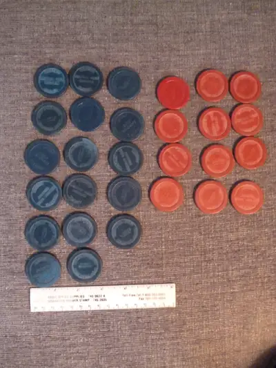*Amazing find for Spirits or Gambling collectors! *Lot of 29 bakelite poker chips. *I am thinking th...