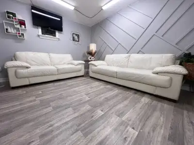 White leather sofa set 
