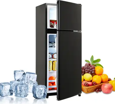 Double Door Design: The refrigerator has a large capacity of up to 3.5 cu.ft. Double Door Design. Th...