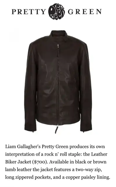 Up for sale extremely rare Pretty Green Leather Biker Jacket . Soft lambskin leather. Excellent cond...