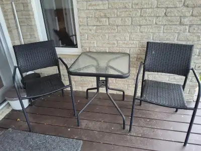 Glass outdoor table & 2 chairs, View more
