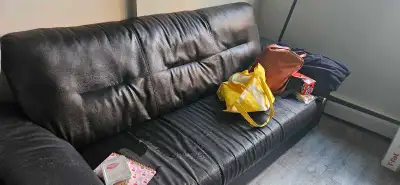 Black Faux Leather Sofa Bed, View more