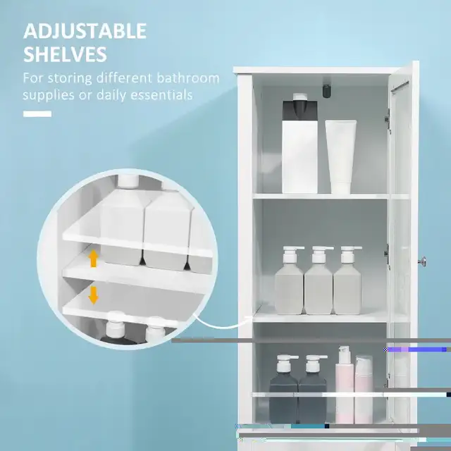 Tall Bathroom Cabinet with Tempered Glass Door, Storage Organize in Storage & Organization in Markham / York Region - Image 8