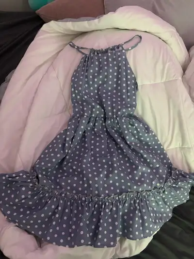 Vintage Blue and White polka dot dress, View more