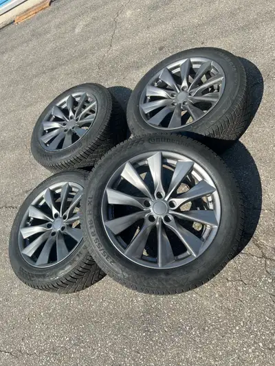 I have a set of rims and tires off a 2024 Tesla model y long range. 18 inch Tesla aftermarket rims 5...
