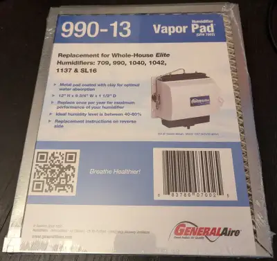 Filtres vapeur pour humidificateur GeneralAire Humid. vapor pad, View more