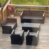 Patio set with storage/table - with cushions (beige)