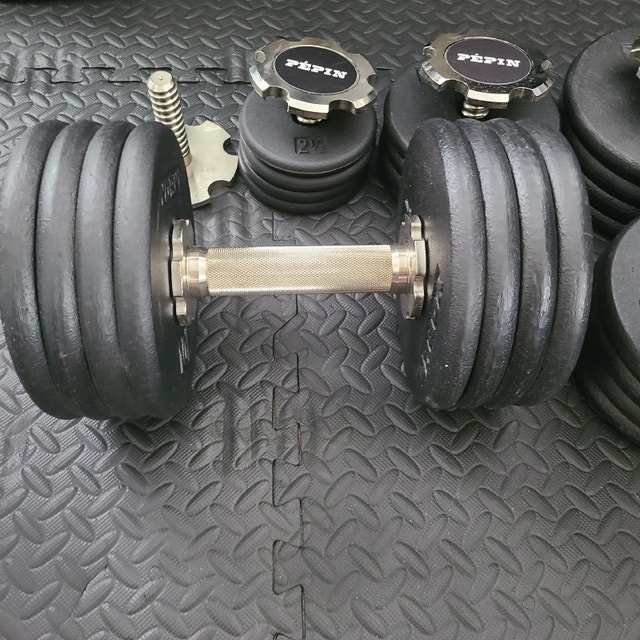 Pepin pro series adjustable dumbbells 230 lbs set. Ironmaster