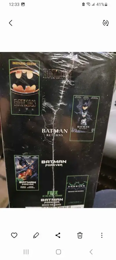 This vintage Batman box set includes the original Batman, Batman Returns, Batman Forever and Batman...