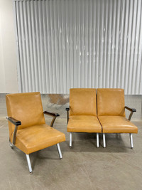 Vintage Chrome Leather Modular Chairs By Royal 