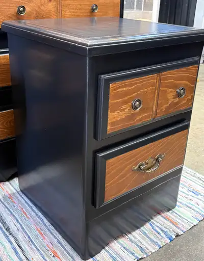 Solid Wood Black Nightstand | Fully Refinished, View more