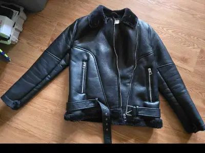 ZARA  Outerwear black faux leather jacket, View more