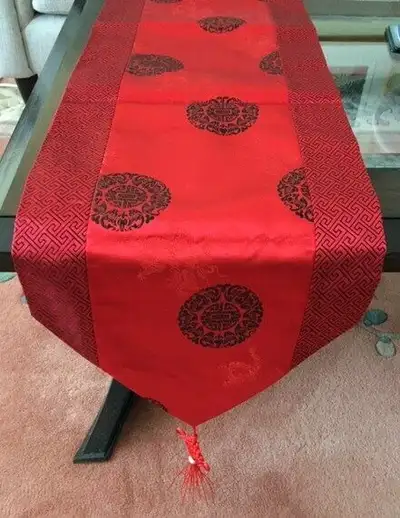 Chinese Silk Table Runner Home Decor with Tassel Creative Cover, View more