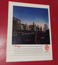 1964 OTIS ELEVATORS CHICAGO SKYLINE VINTAGE ORIGINAL AD