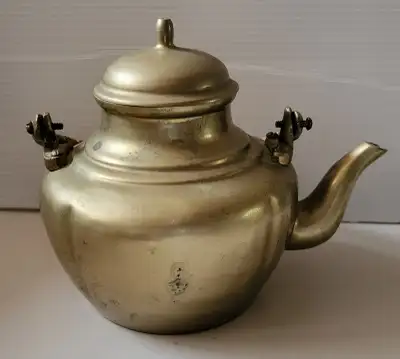 Antique Heavy Solid Brass Small Tea Kettle