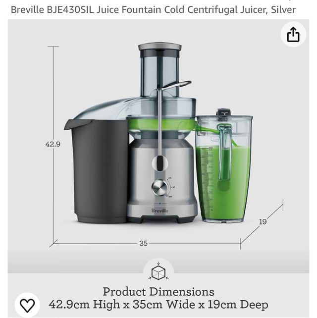 Breville Juice Fountain Cold Centrifugal Juicer in Processors, Blenders & Juicers in Mississauga / Peel Region - Image 2