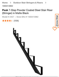 Steel stringers (risers) 7 steps, 60.5” high. Qty 2