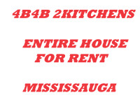 4B4B (2 Kitchens) ENTIRE DETACHED HOUSE for rent in MISSISSAUGA