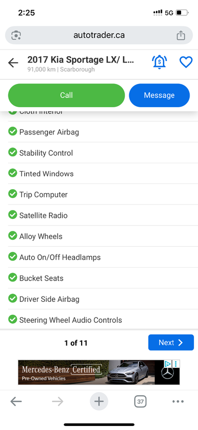 Very good condition, no accident, carfax available, 4 winter tires on rim included. Final price $175...