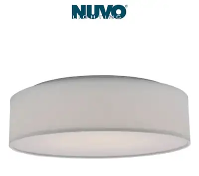 Nuvo 15" Fabric Drum LED Ceiling Flush Mount Fixture White NEW, View more