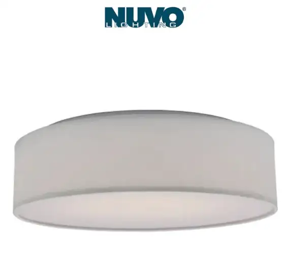 Nuvo 15" Fabric Drum LED Ceiling Flush Mount Fixture White NEW in Indoor Lighting & Fans in Brantford - Image 2